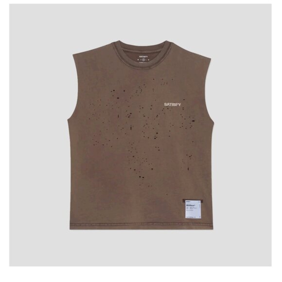 Satisfy  Mothtech™ Distressed Muscle Tee  Aged Chocolate Brown Size Small NWT - Picture 3 of 12
